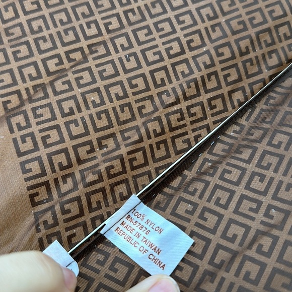 Givenchy Umbrella Spell Out All Over Logo One Touch Parasol Brown Vintage Retro - Picture 10 of 11